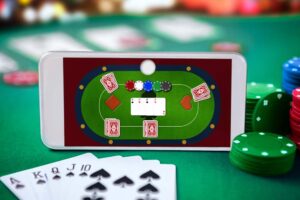 Smartphone-with-online-poker-table-online-casino